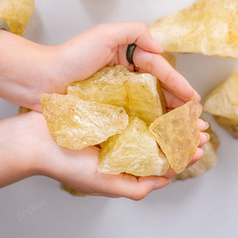 Vụn Đá Thạch Anh Vàng Thô Đẹp 2-5cm