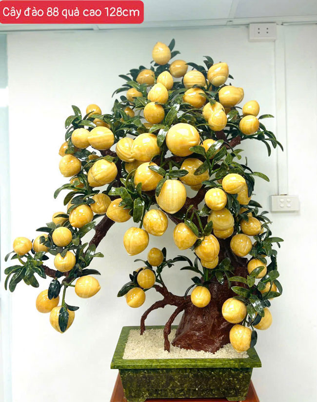 Cây Đào Thạch Anh Vàng 88 Quả Cao 128cm