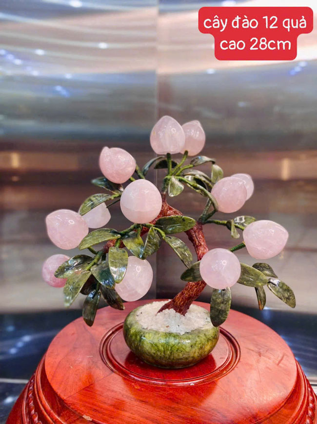 Cây Đào Thạch Anh Hồng 12 Quả Cao 28cm