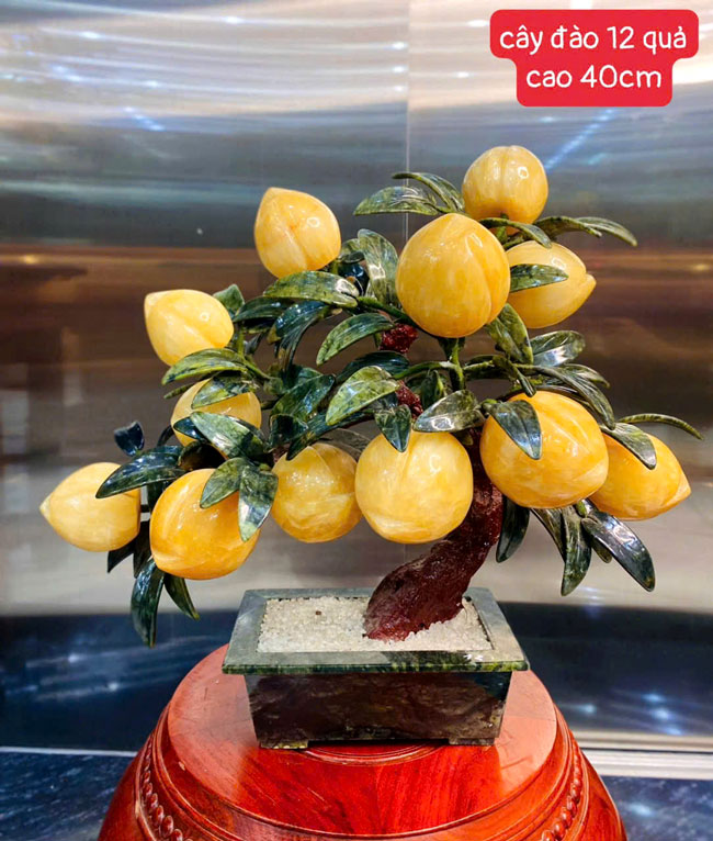 Cây Đào Thạch Anh Hồng 12 Quả Cao 40cm