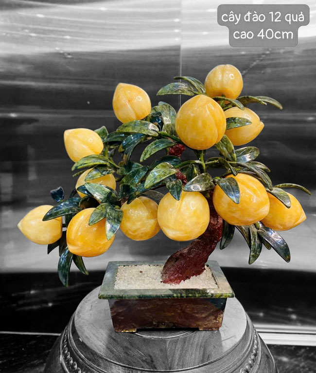 Cây Đào Thạch Anh Hồng 12 Quả Cao 40cm