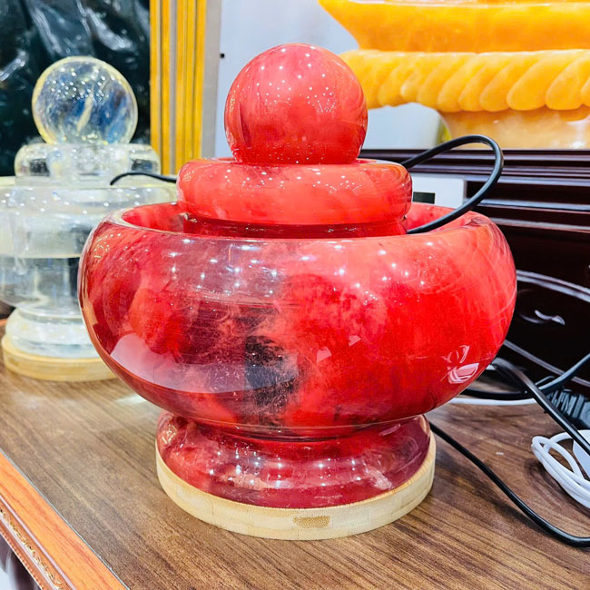 Phong Thuỷ Luân Đá Núi Lửa Đỏ Cao 22cm