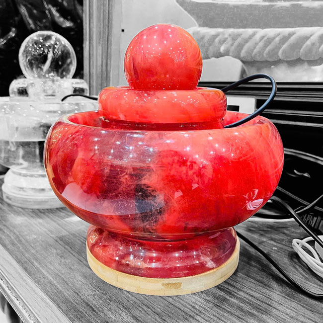Phong Thuỷ Luân Đá Núi Lửa Đỏ Cao 22cm