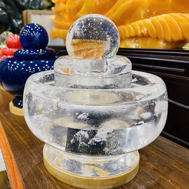 Phong Thuỷ Luân Đá Núi Lửa Trắng Cao 22cm