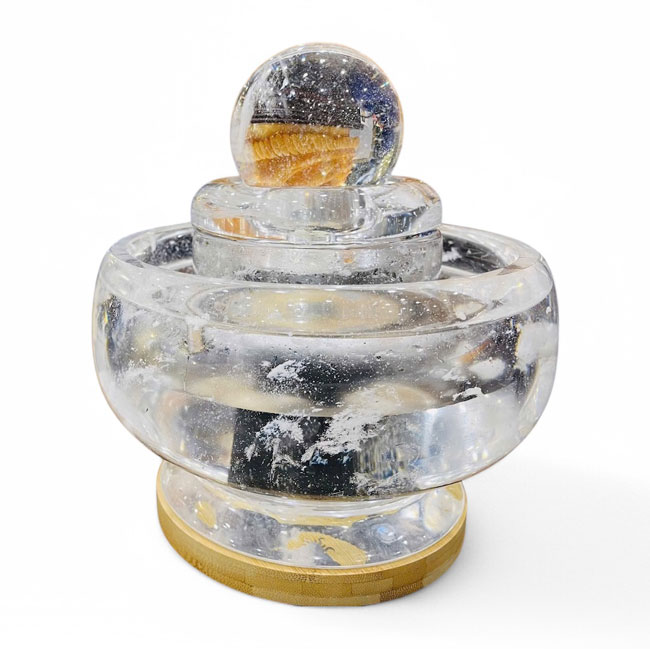 Phong Thuỷ Luân Đá Núi Lửa Trắng Cao 22cm