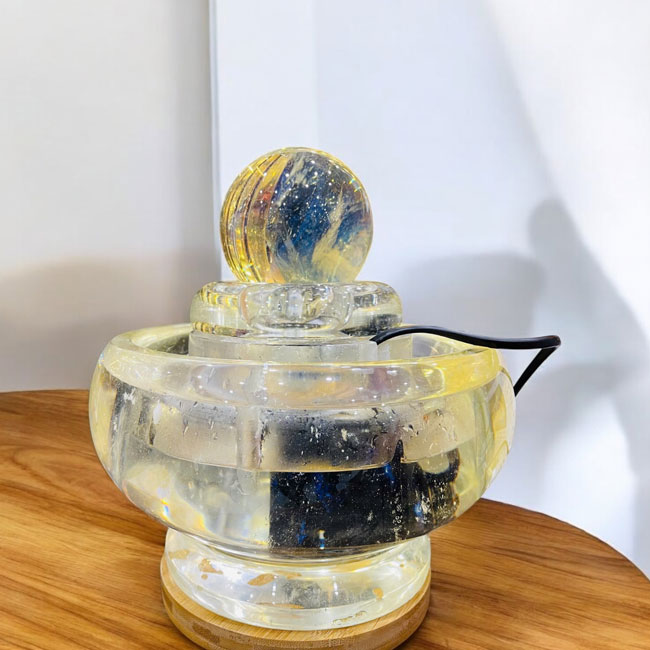 Phong Thuỷ Luân Đá Núi Lửa Vàng Trong Cao 22cm