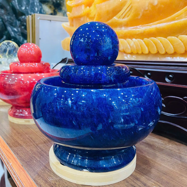 Phong Thuỷ Luân Đá Núi Lửa Xanh Cao 22cm