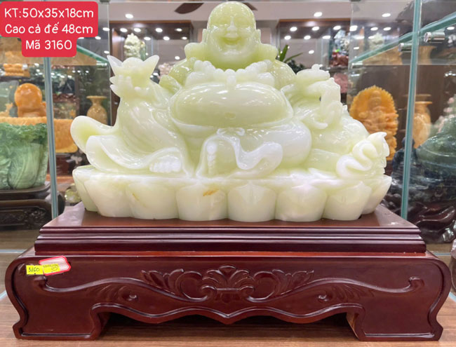 Tượng Phật Di Lặc Onyx Xanh 50cm