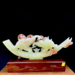 Cặp Voi Phong Thủy Ngọc Onyx Trắng 50cm