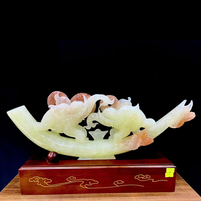 Cặp Voi Phong Thủy Ngọc Onyx Trắng 50cm