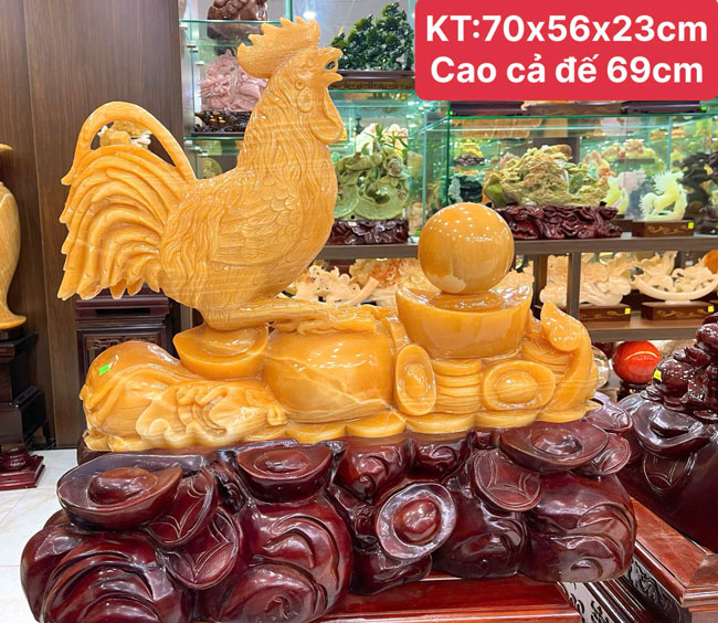 Kê (Gà) Phong Thủy Nhả Ngọc Chất Ngọc Hoàng Long 70cm
