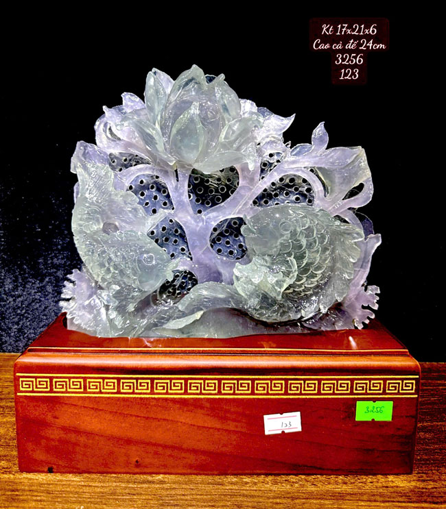 Song Ngư Liên Hoa Ngọc Fluorite 26cm