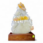 Đôi Chim Dưới Hoa Sen Phong Thủy Ngọc Onyx 45cm