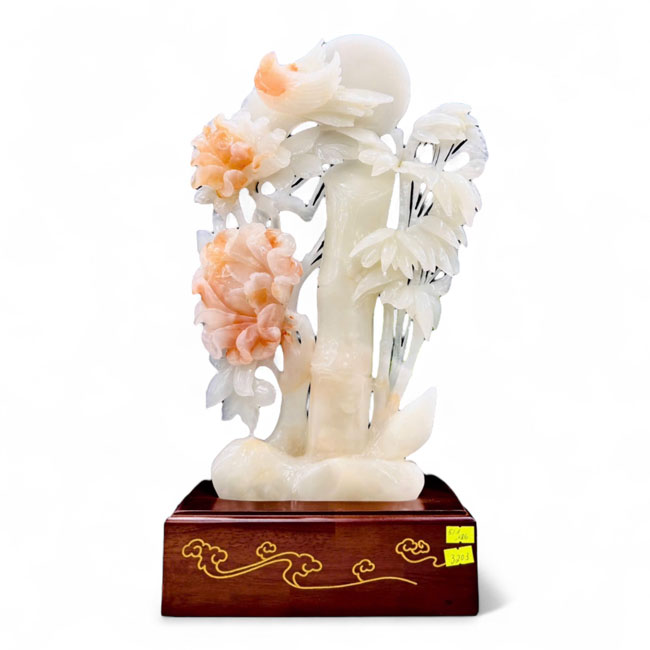 Tam Hợp Hoa – Chim – Trúc Phú Quý Trường Thọ Ngọc Onyx 42cm