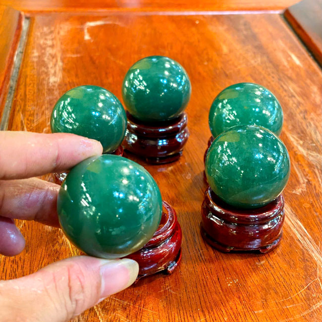 Bi Lăn Tay Đá Thạch Anh Xanh Đường Kính ~4cm Nặng ~0.1kg