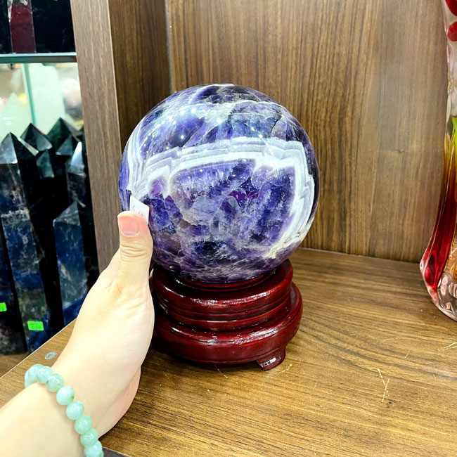 Quả Cầu Đá Thạch Anh Tím Hoa Chanh Nặng 5,12kg