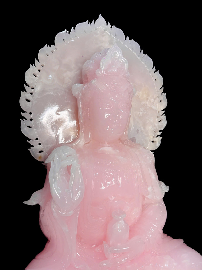 Phật Bà Đá Thạch Anh Hồng Nguyên Khối Cao 85cm