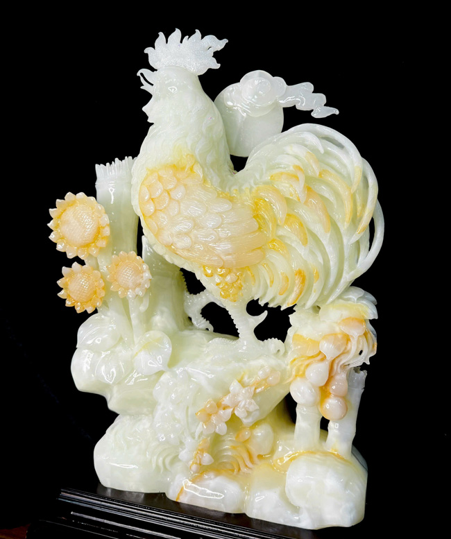 Tượng Gà Trống Phong Thủy Ngọc Onyx Nguyên Khối 75cm