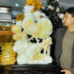 Tượng Gà Trống Phong Thủy Ngọc Onyx Nguyên Khối 75cm