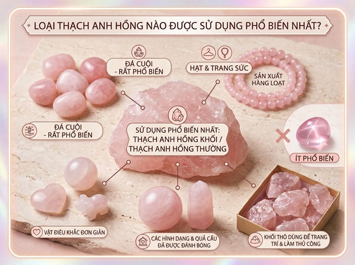 Loại thạch anh hồng được sử dụng nhiều nhất