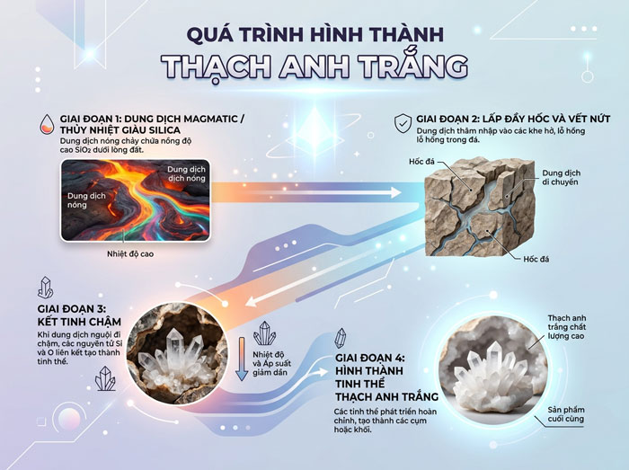Quá trình hình thành đá thạch anh trắng
