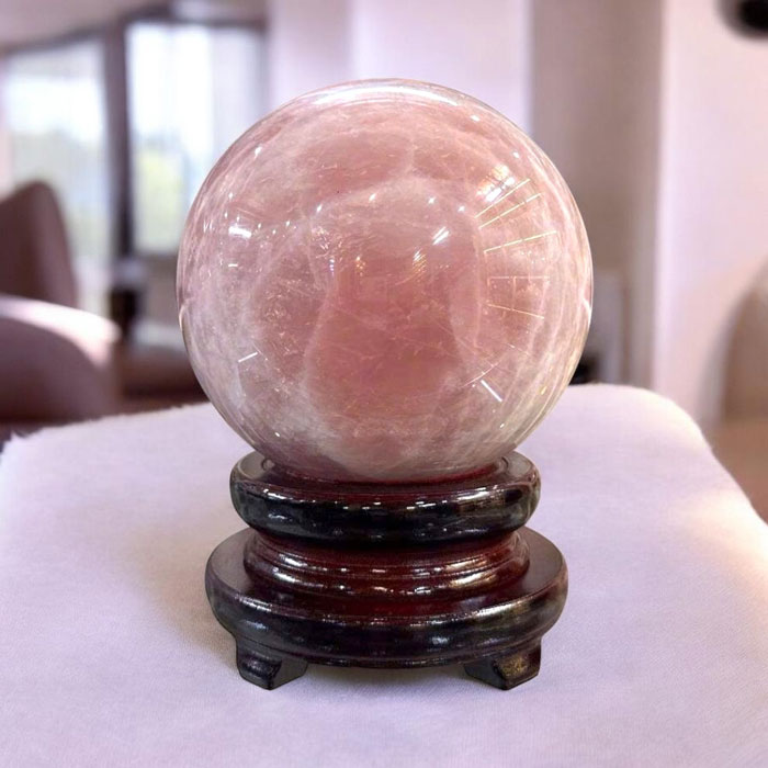 Quả Cầu Đá Phong Thủy Thạch Anh Hồng 10,12kg