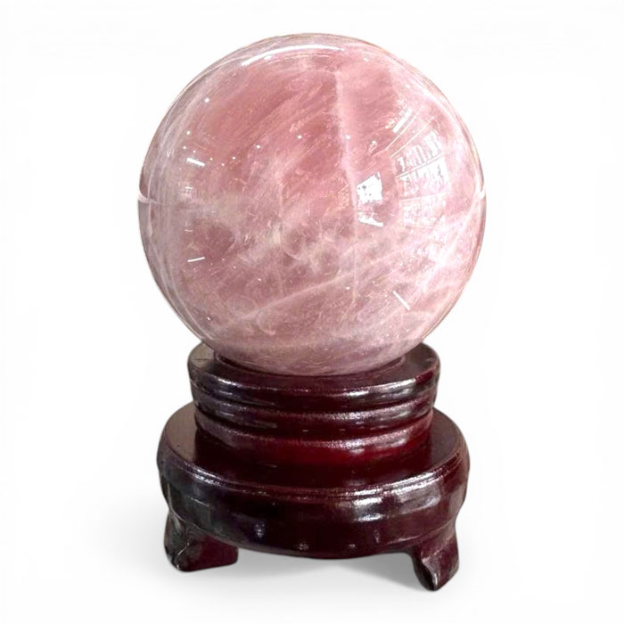 Quả Cầu Đá Phong Thủy Thạch Anh Hồng 1,54kg