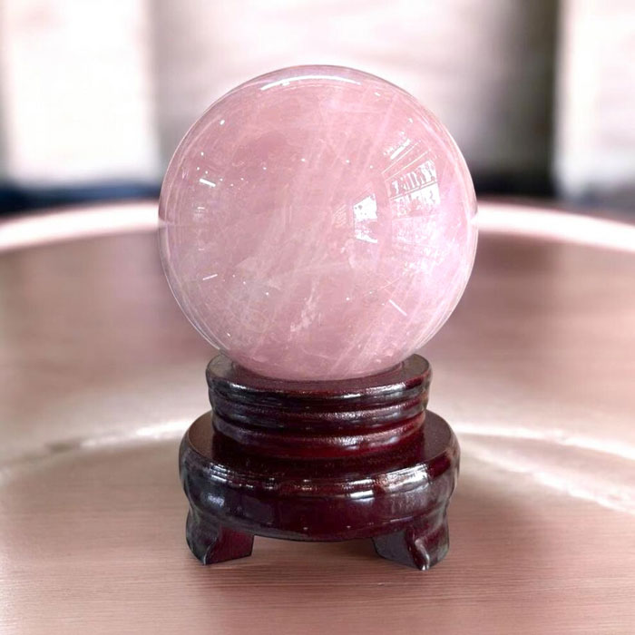 Quả Cầu Đá Phong Thủy Thạch Anh Hồng 1,68kg