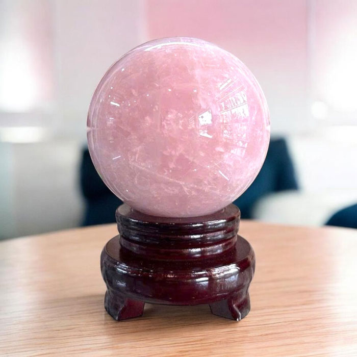 Quả Cầu Đá Phong Thủy Thạch Anh Hồng 1,94kg