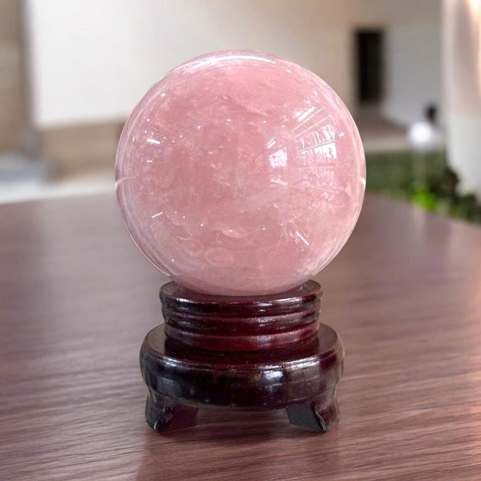 Quả Cầu Đá Phong Thủy Thạch Anh Hồng 2,18kg