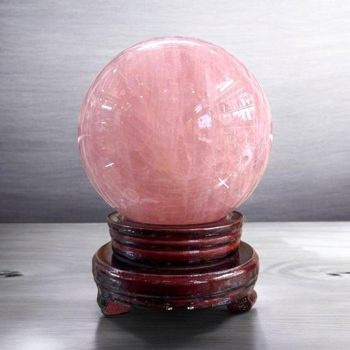 Quả Cầu Đá Phong Thủy Thạch Anh Hồng 3,56kg