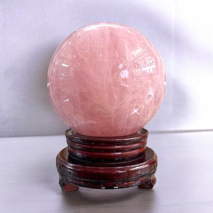 Quả Cầu Đá Phong Thủy Thạch Anh Hồng 3,56kg