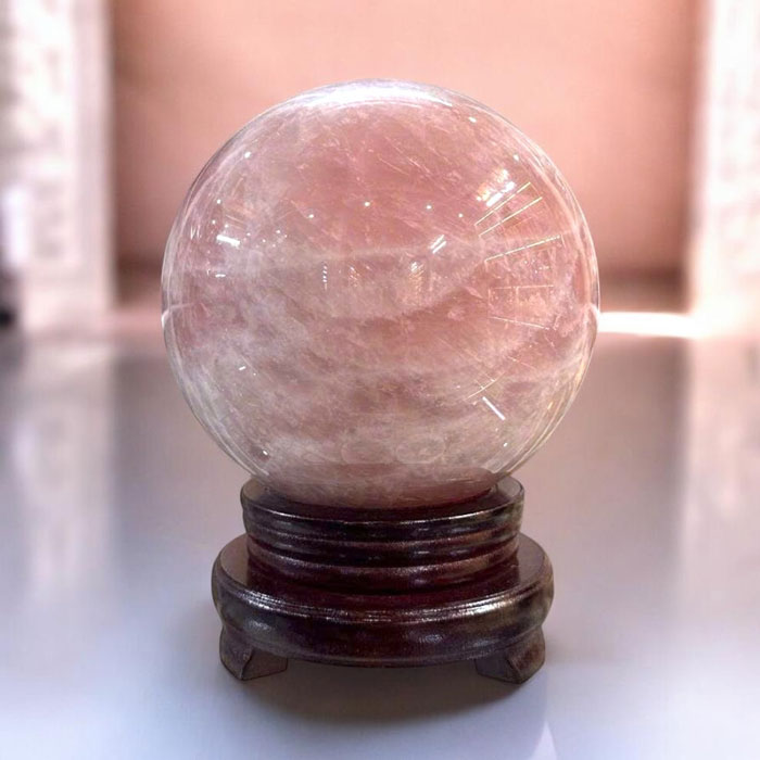 Quả Cầu Đá Phong Thủy Thạch Anh Hồng 7,72kg