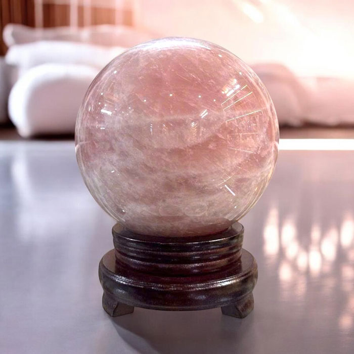 Quả Cầu Đá Phong Thủy Thạch Anh Hồng 7,72kg