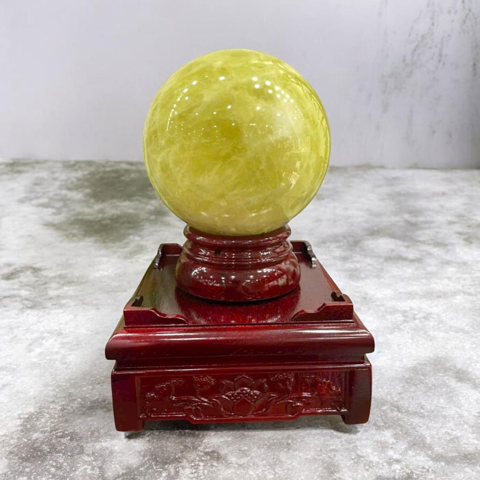 Quả Cầu Đá Phong Thủy Thạch Anh Vàng 6,66kg