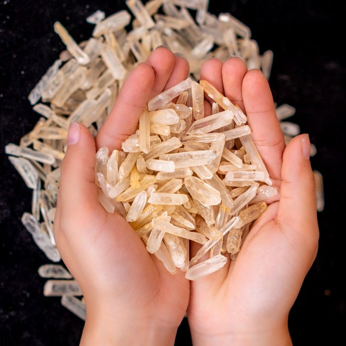 Vụn Đá Thạch Anh Vàng Thô Trong 1-2cm