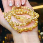 Vòng Tay Phong Thủy Thạch Anh Tóc Vàng 6,5mm Mix Hồ Ly Charm Vàng 18k