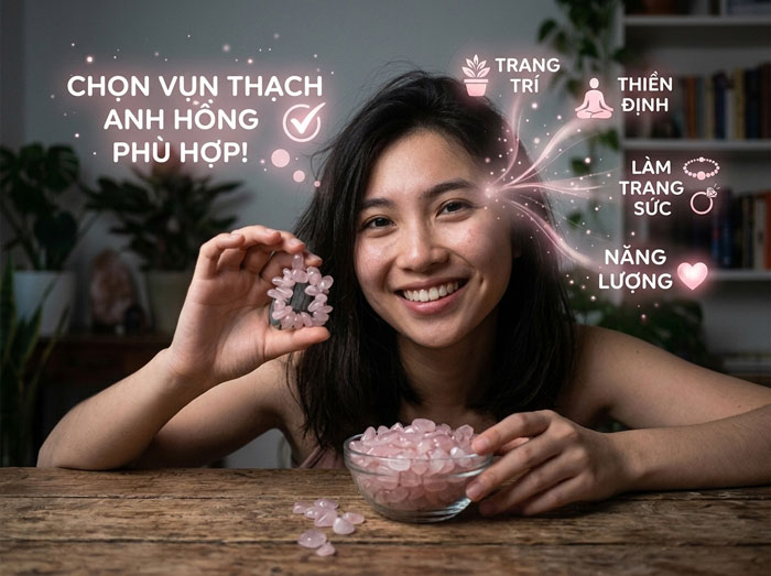 CHọn vụn đá thạch anh hồng phù hợp