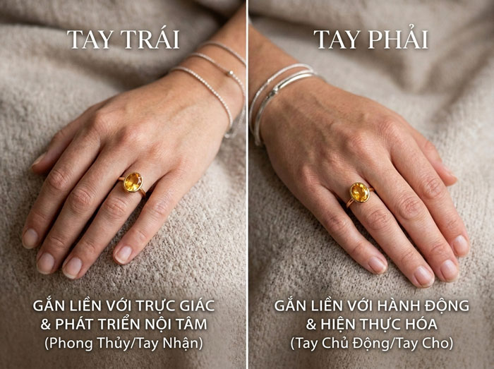 Nên đeo đá thạch anh vàng tay trái hay phải