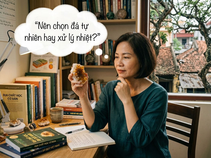 Nên chọn đá thạch anh vàng tự nhiên hay xử lý nhiệt